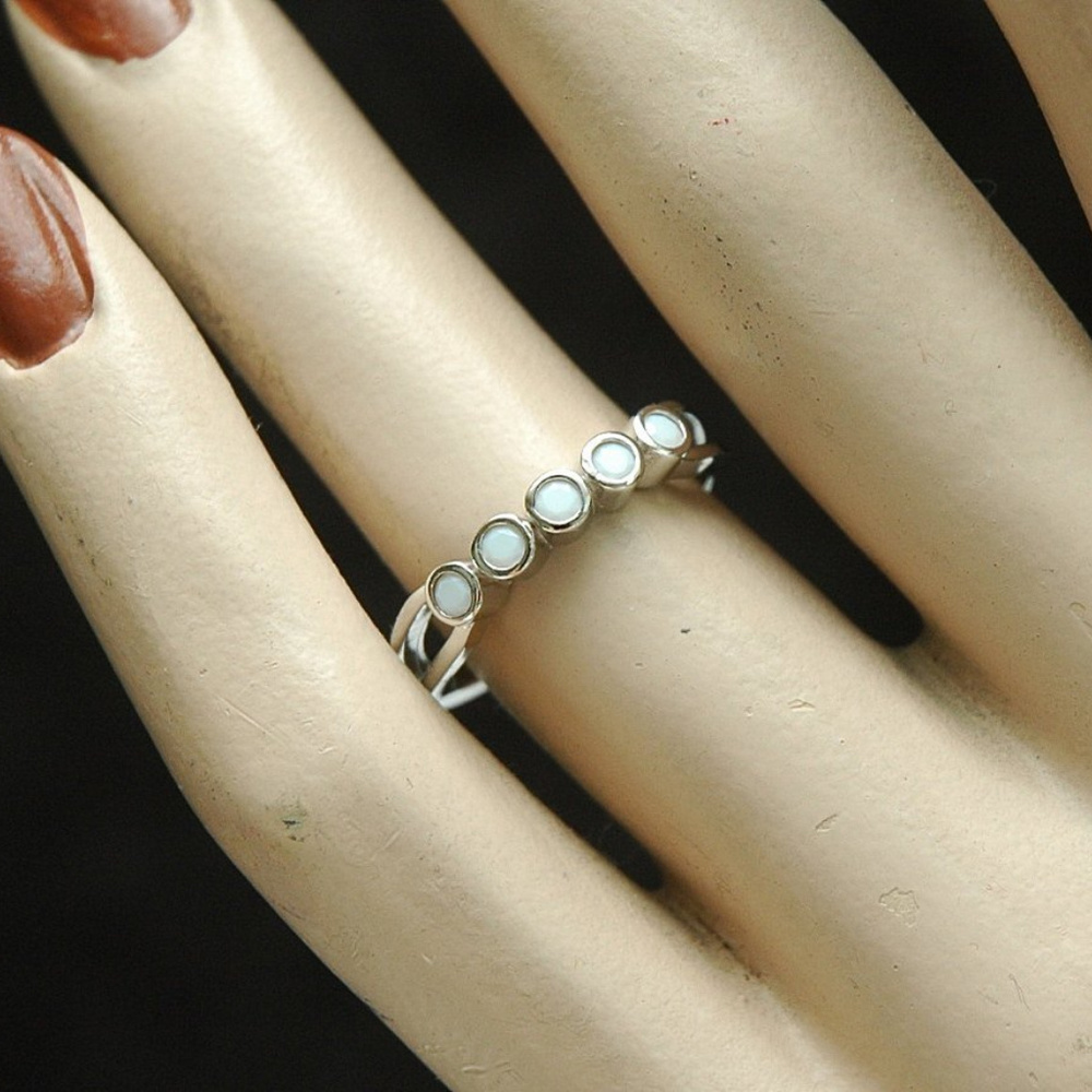 Dainty Opal Ring Sterling Silver Ring - Picture 3 of 8